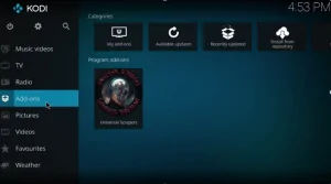 Schermata iniziale di Kodi 1