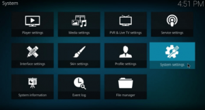 Kodi System Settings Kodi System Settings
