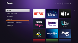 Go to streaming channels on Roku screen Go to streaming channels on Roku screen