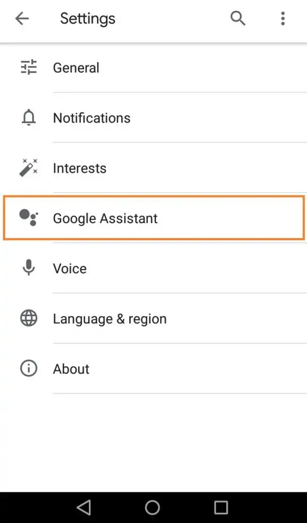 click on google assistant