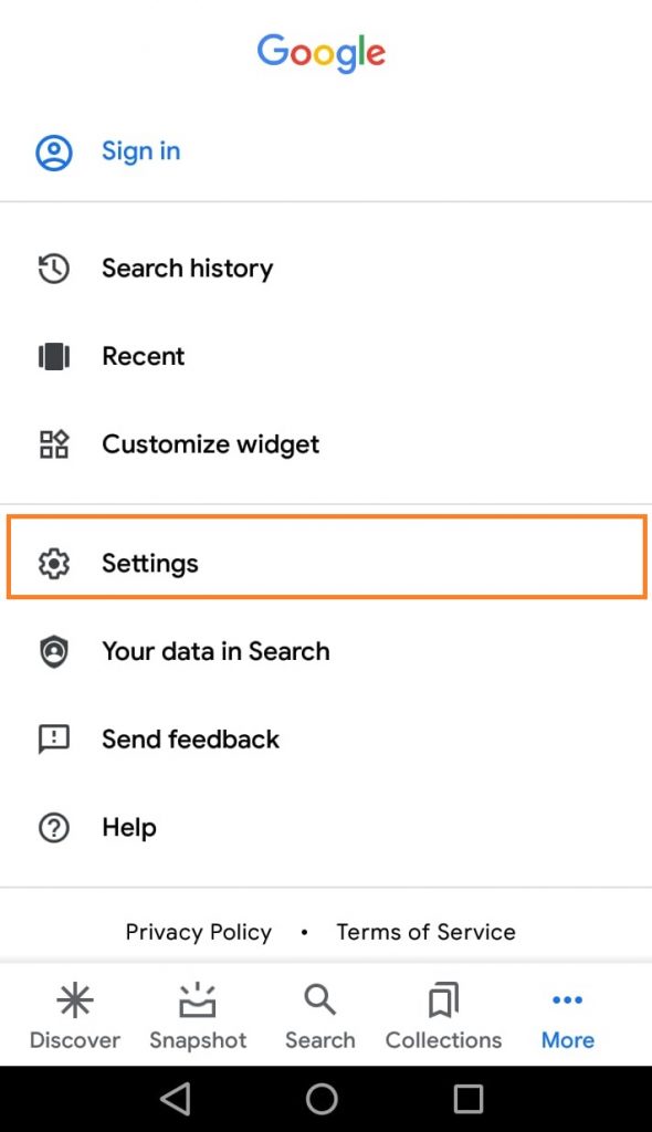 click on settings click on settings