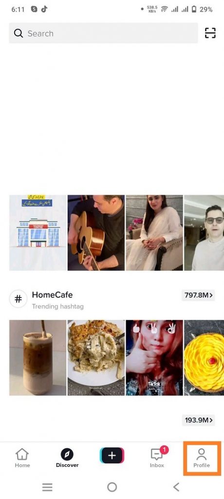 Click on tiktok profile to delete
