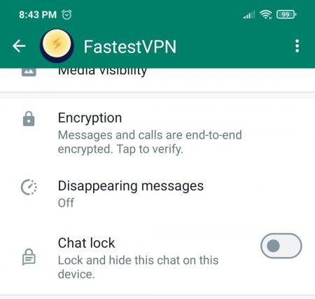 Disappearing messages for specific chat