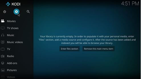 Kodi home screen Kodi home screen