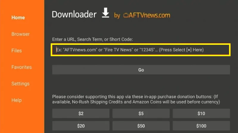 Sökfält för nedladdning
