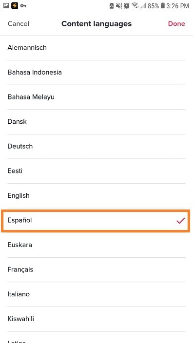 Change language on TikTok