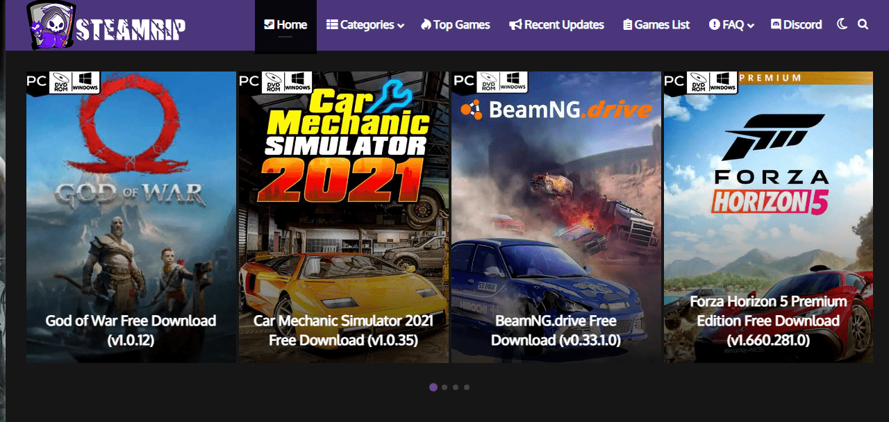 Site Skin feature on SteamRip