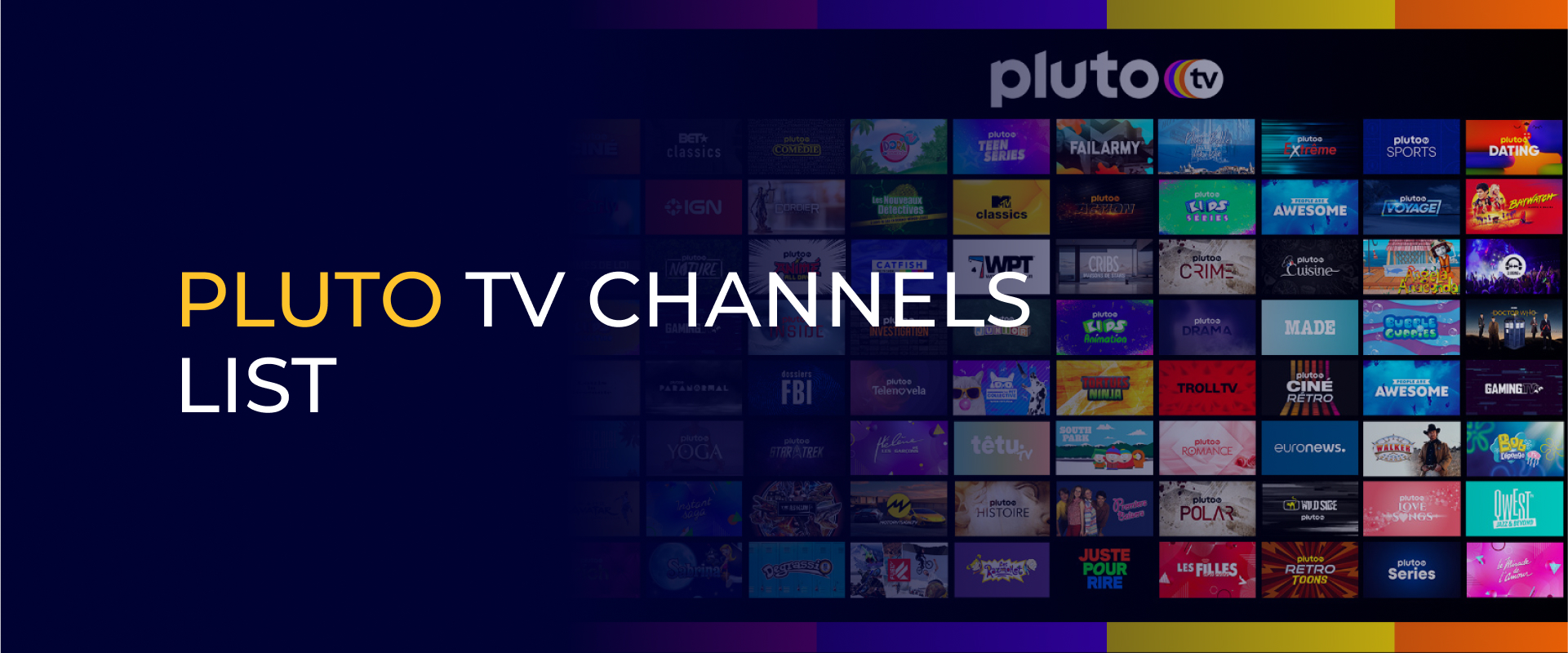 Pluto TV Channels List